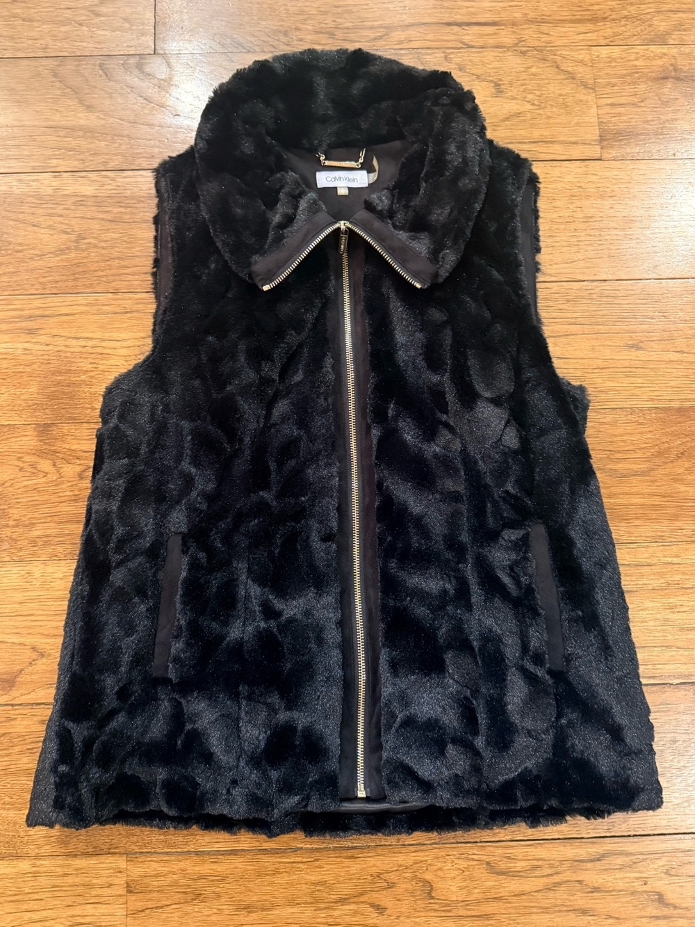 Calvin Klein Black Faux Fur Zip Vest